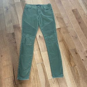 Green moto jeans